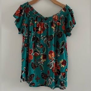 Tagless Soft Stretch Floral Off the Shoulder Top Sz S